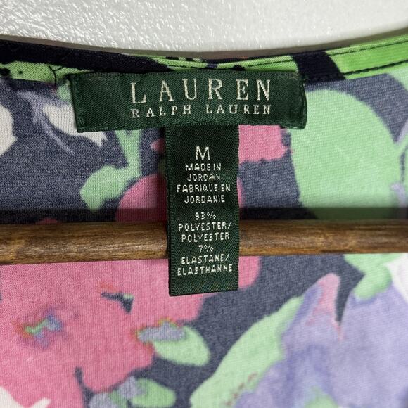 Ralph Lauren Dress Womens Medium Black Floral Sleeveless V Neck Stretch Spring - Picture 3 of 7